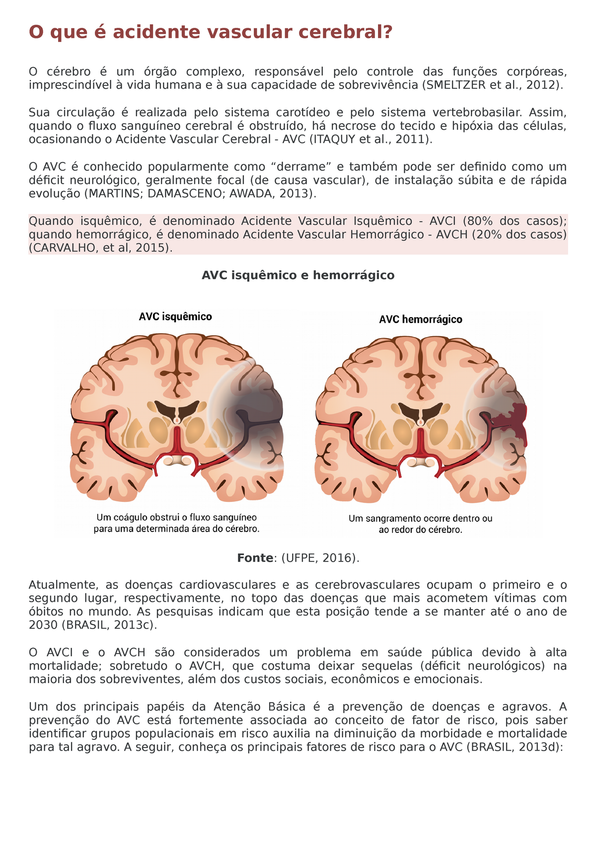 Acidente Vascular Cerebral e Outras Doenças Cerebrovasculares o