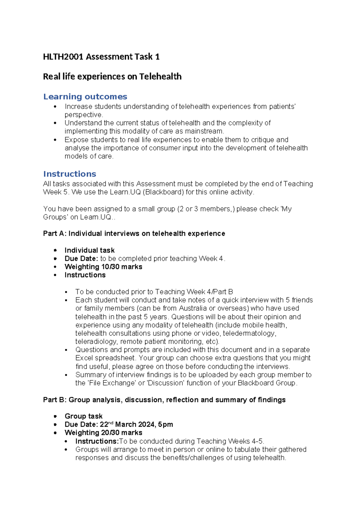 HLTH 2001 Assessment task 1 Instructions - HLTH2001 Assessment Task 1 ...