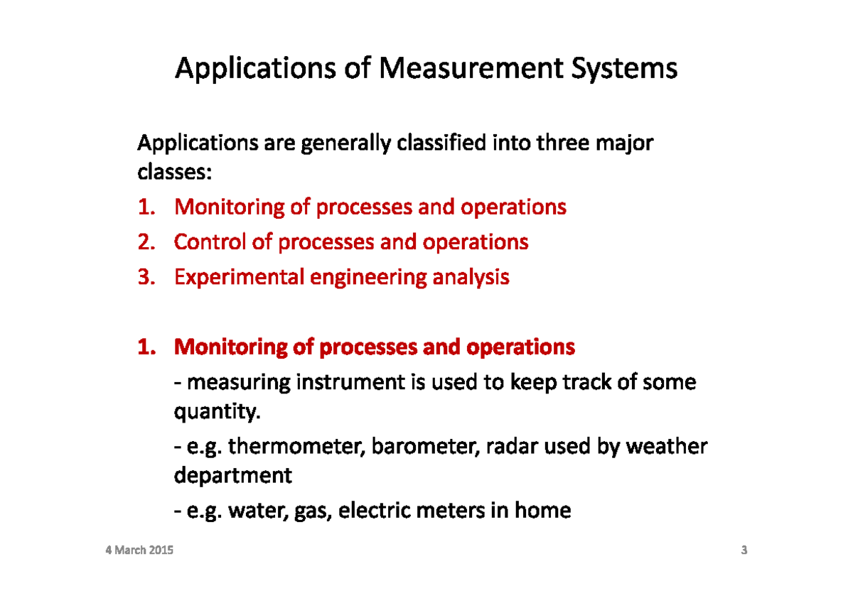 Measurement and instrumentation 1st lecture - Energy Conversion 1 - Studocu