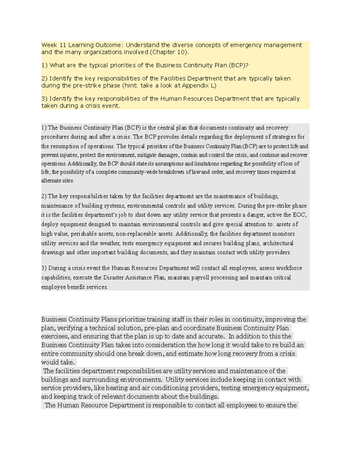 Week 11 Class discussion board assignment Week 11 Learning