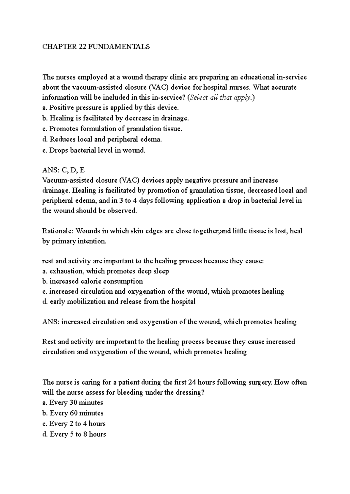 Chapter 22 Fundamentals - CHAPTER 22 FUNDAMENTALS The nurses employed ...