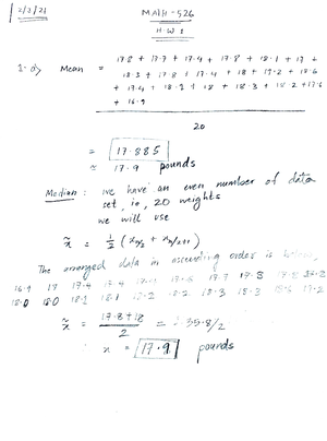 Homework 6 answer - . - MATH 526 - Math 526 Applied Mathematical ...