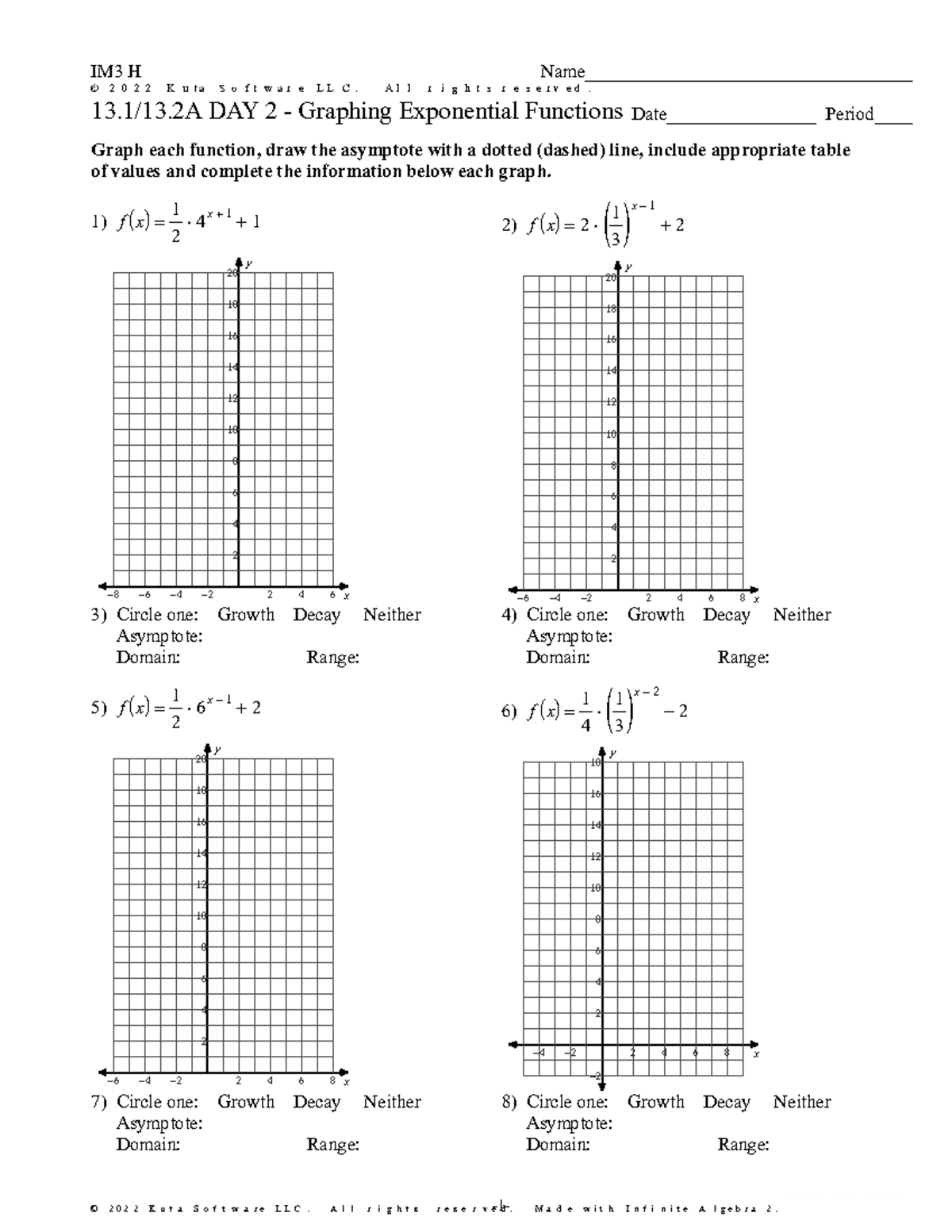 13.1 13.2A DAY 2 Graphing Exponential Functions - ©y r 2 f 0 j 2 E 2 ...