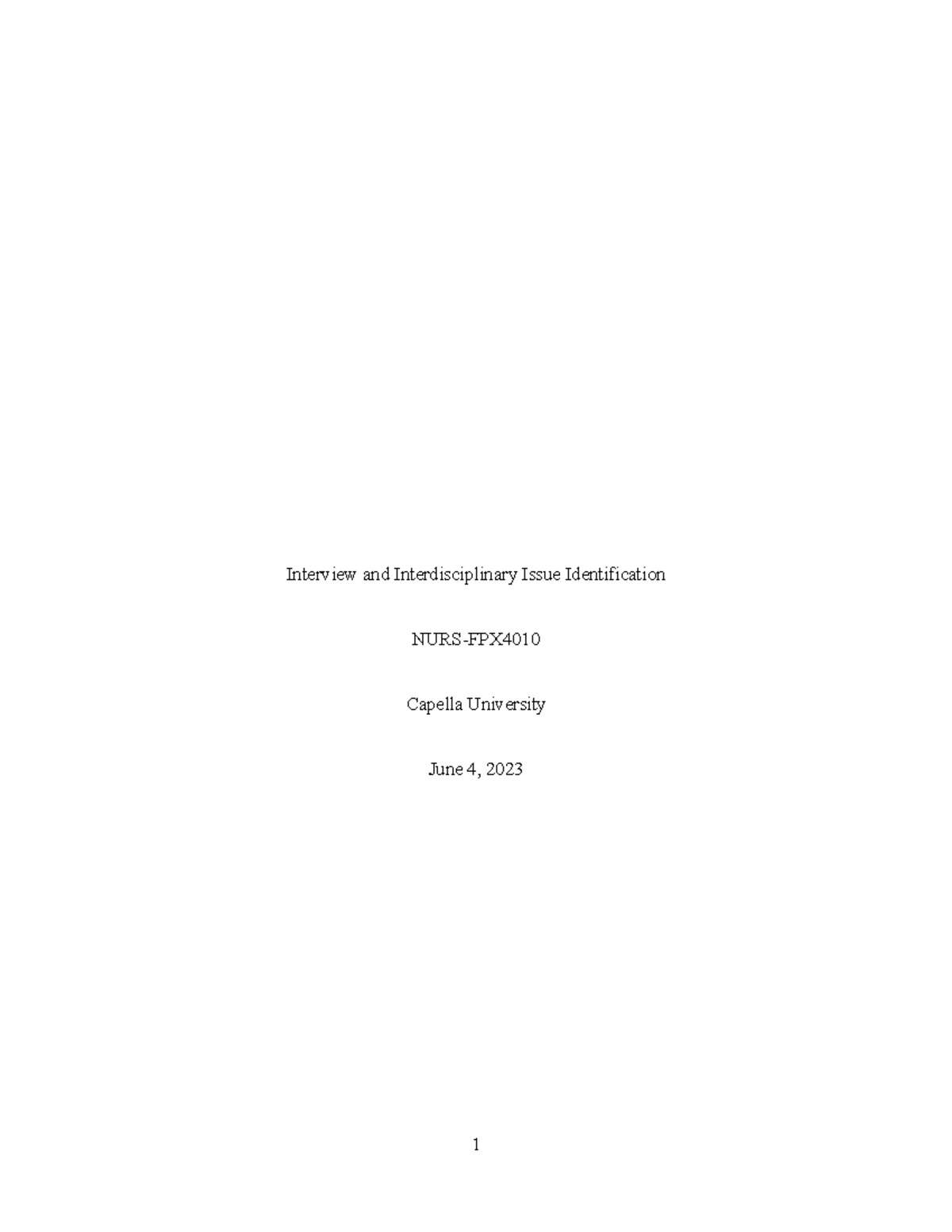 Assessment 2-4020 - Interview and Interdisciplinary Issue ...