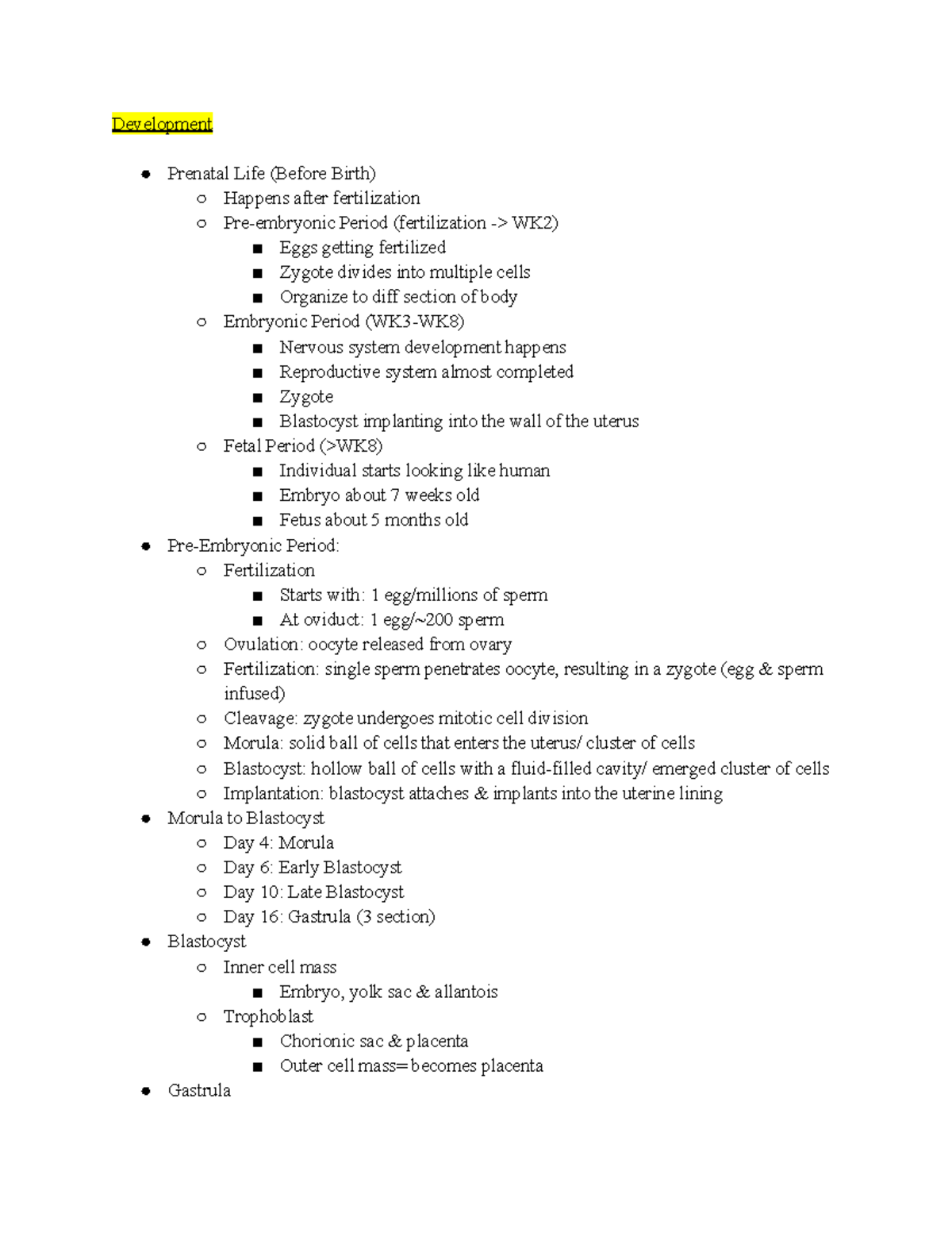 ANP Module 12 - Development - Development Prenatal Life (Before Birth ...