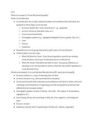 Social Inequality Notes - Thinking Sociologically about Inequality ...
