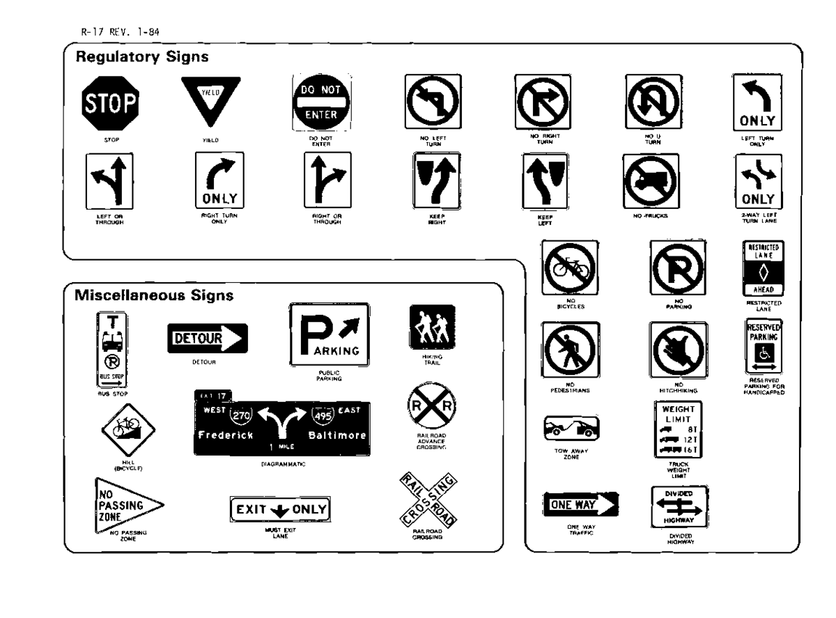R17pdf - ccffff - R17 REV. 184 Regulatory Signs ev STOP YIELD BJ [CJ ...