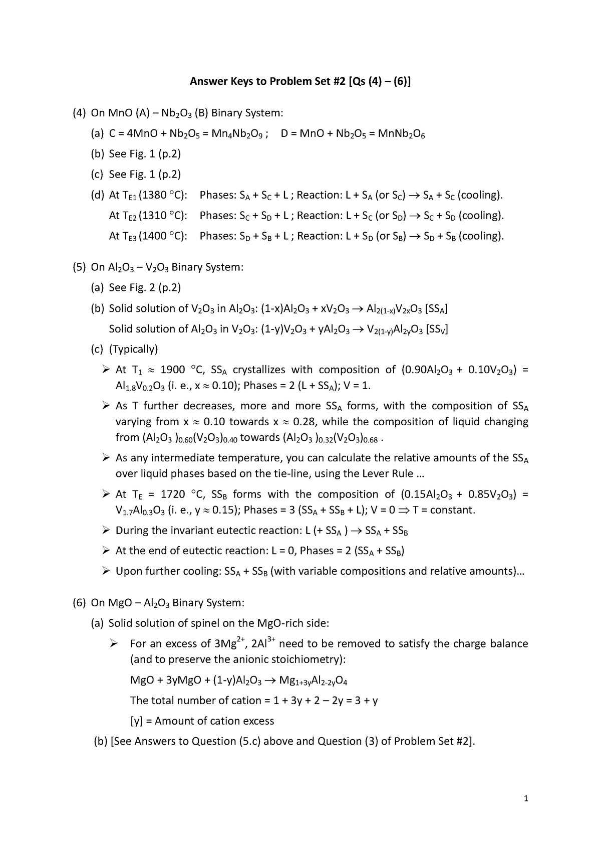 Problem Set #2 Solution - 1 Answer Keys To Problem Set #2 [Qs (4) – (6 ...