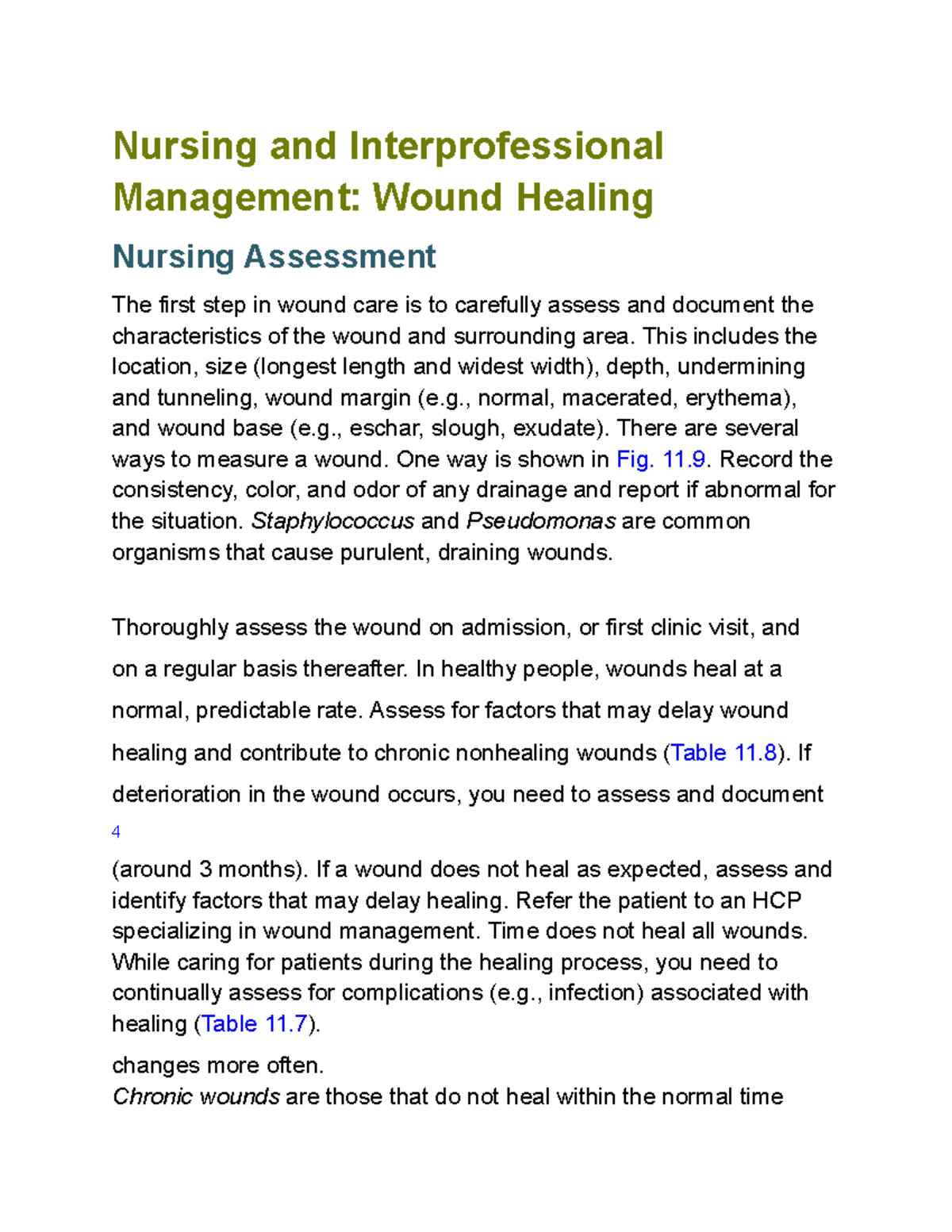 Nursing and Interprofessional Management Wound Healing - Nursing and ...