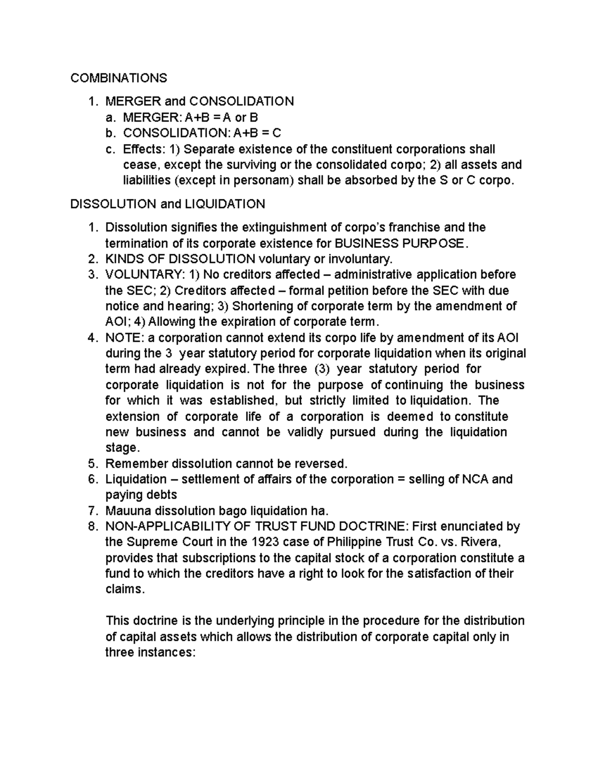 Combinations - English - COMBINATIONS MERGER And CONSOLIDATION A ...