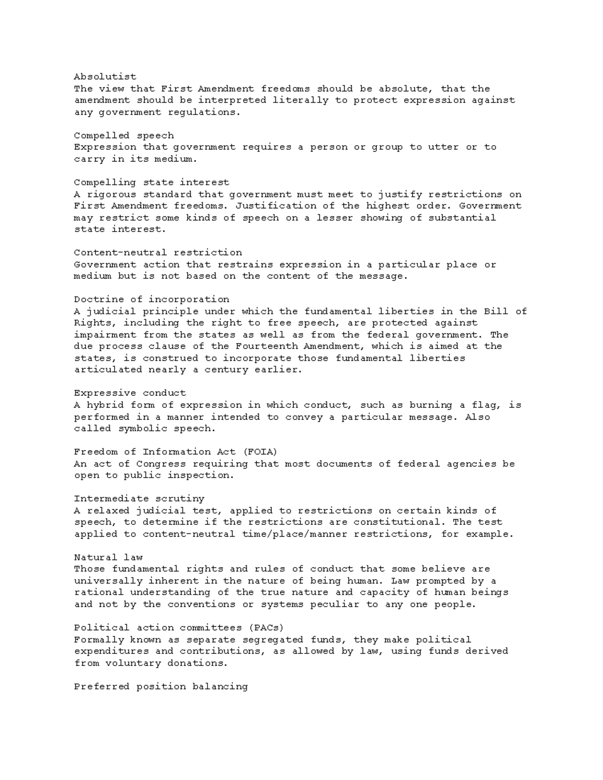 Ch2-Communication-and-the-Law Ch2 - Absolutist The view that First ...