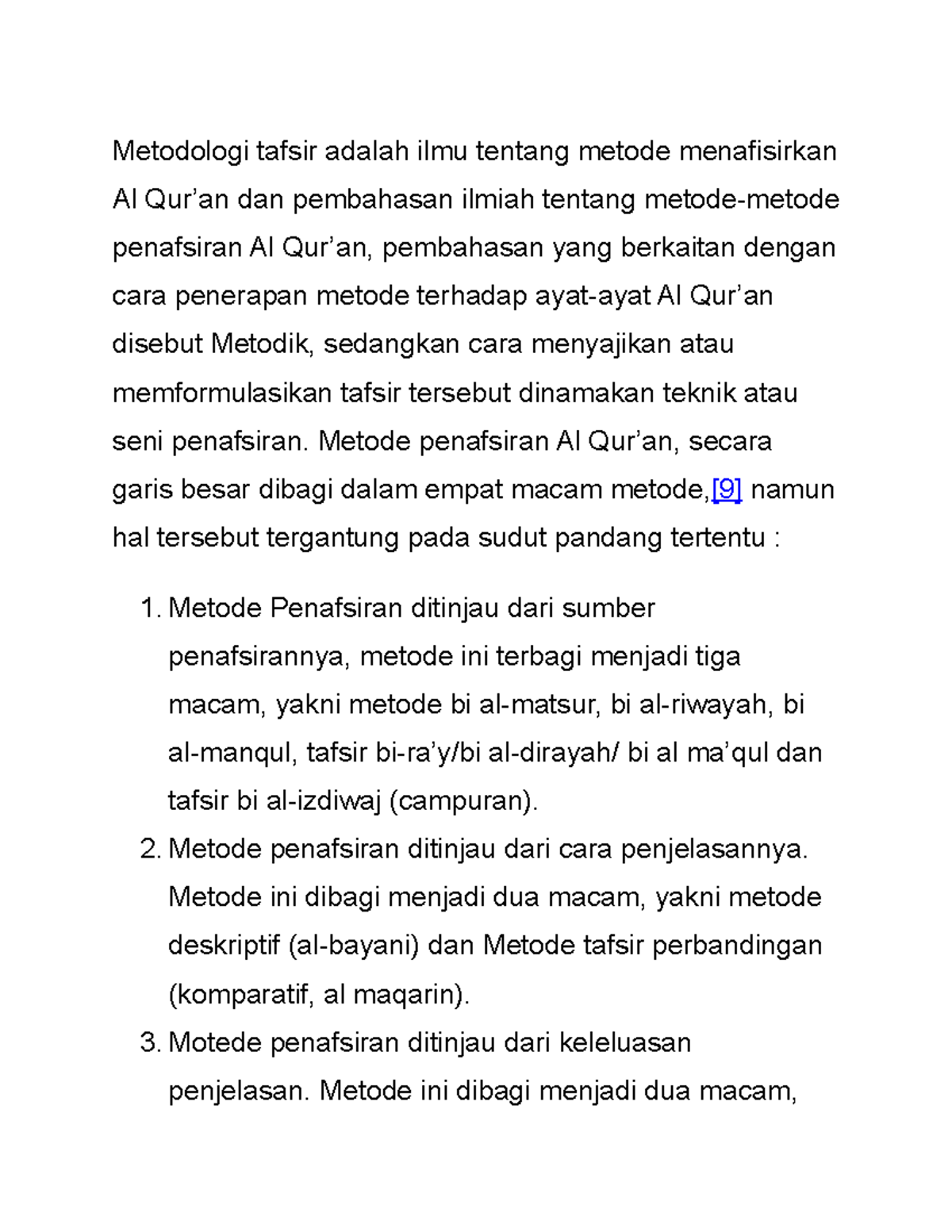 Metodologi Tafsir Adalah Ilmu Tentang Metode Menafisirkan Al Quran ...