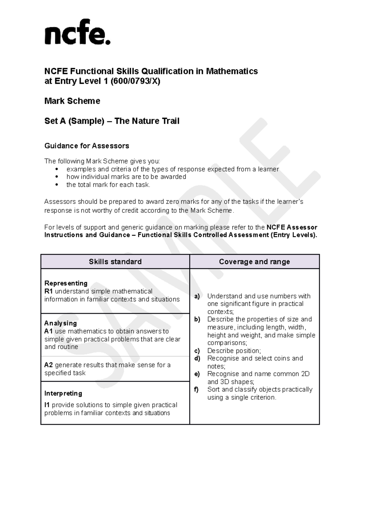 set-a-sample-mark-scheme-mathematics-entry-level-1-ncfe-functional