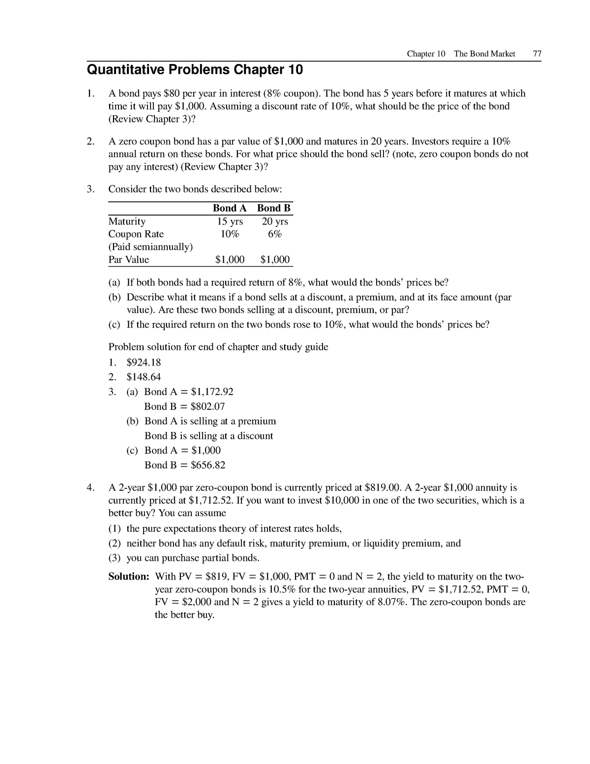 Quantitative Problems Chapter 10 Studocu