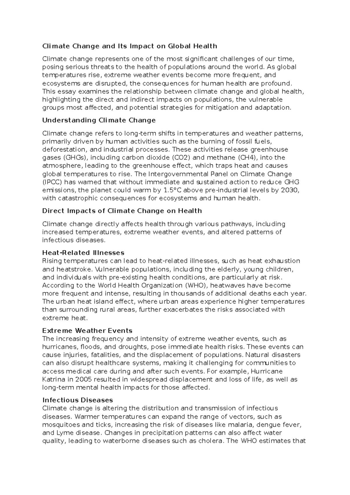 Climate Change and Its Impact on Global Health - As global temperatures ...
