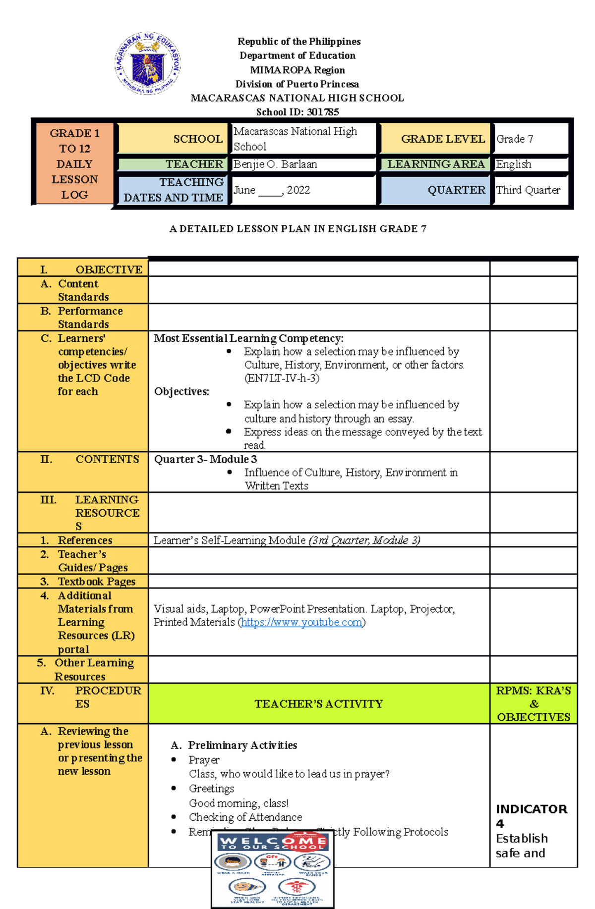 2021 2022 2nd Demo Notes Republic Of The Philippines Department Of Education Mimaropa Region 5589