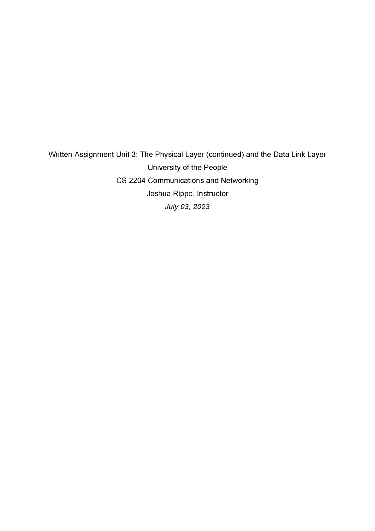 cs 2204 written assignment unit 3