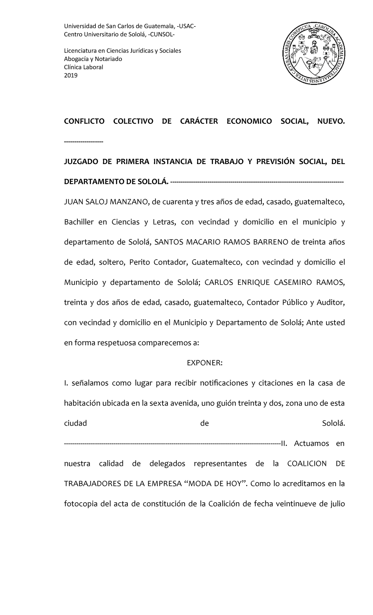 Demanda Colectiva - Licenciatura en Ciencias Jurídicas y SocialesAbogacía y  Notariado Clínica - Studocu