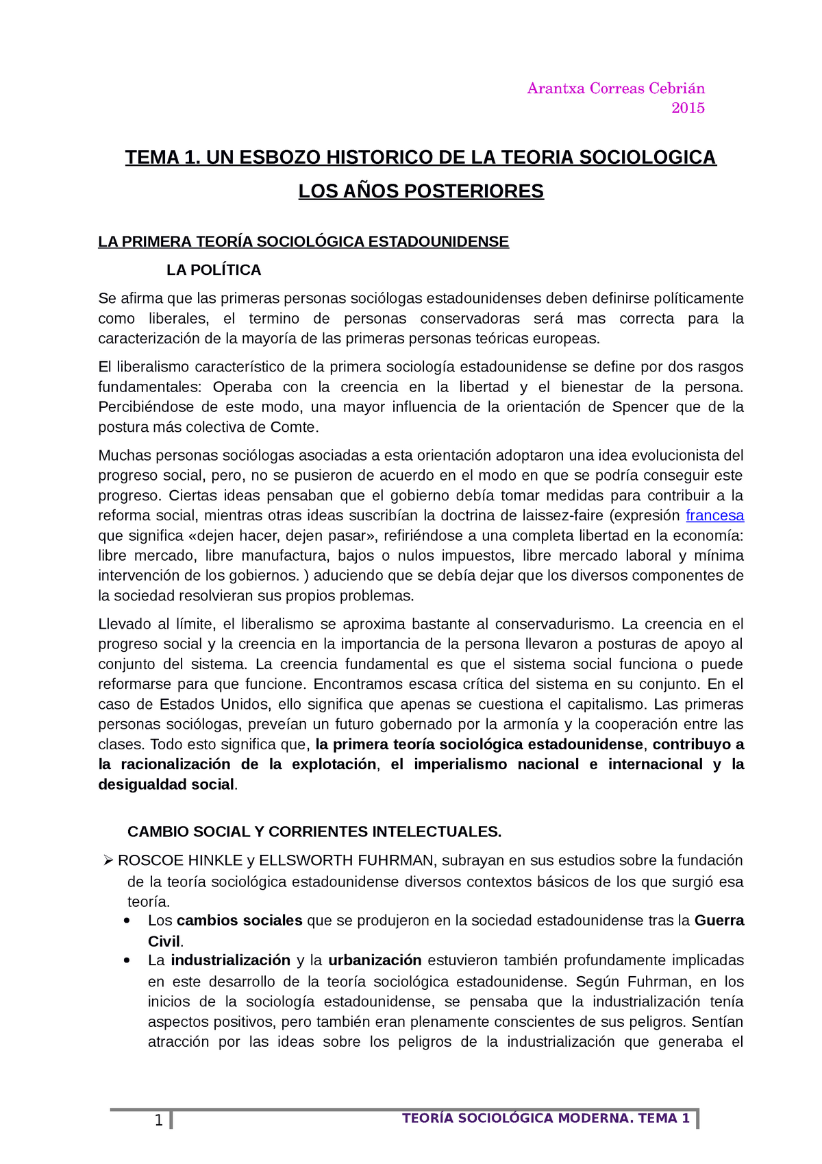 TEMA 1. UN ESBOZO HISTORICO DE LA TEORIA SOCIOLOGICA LOS AÑOS ...