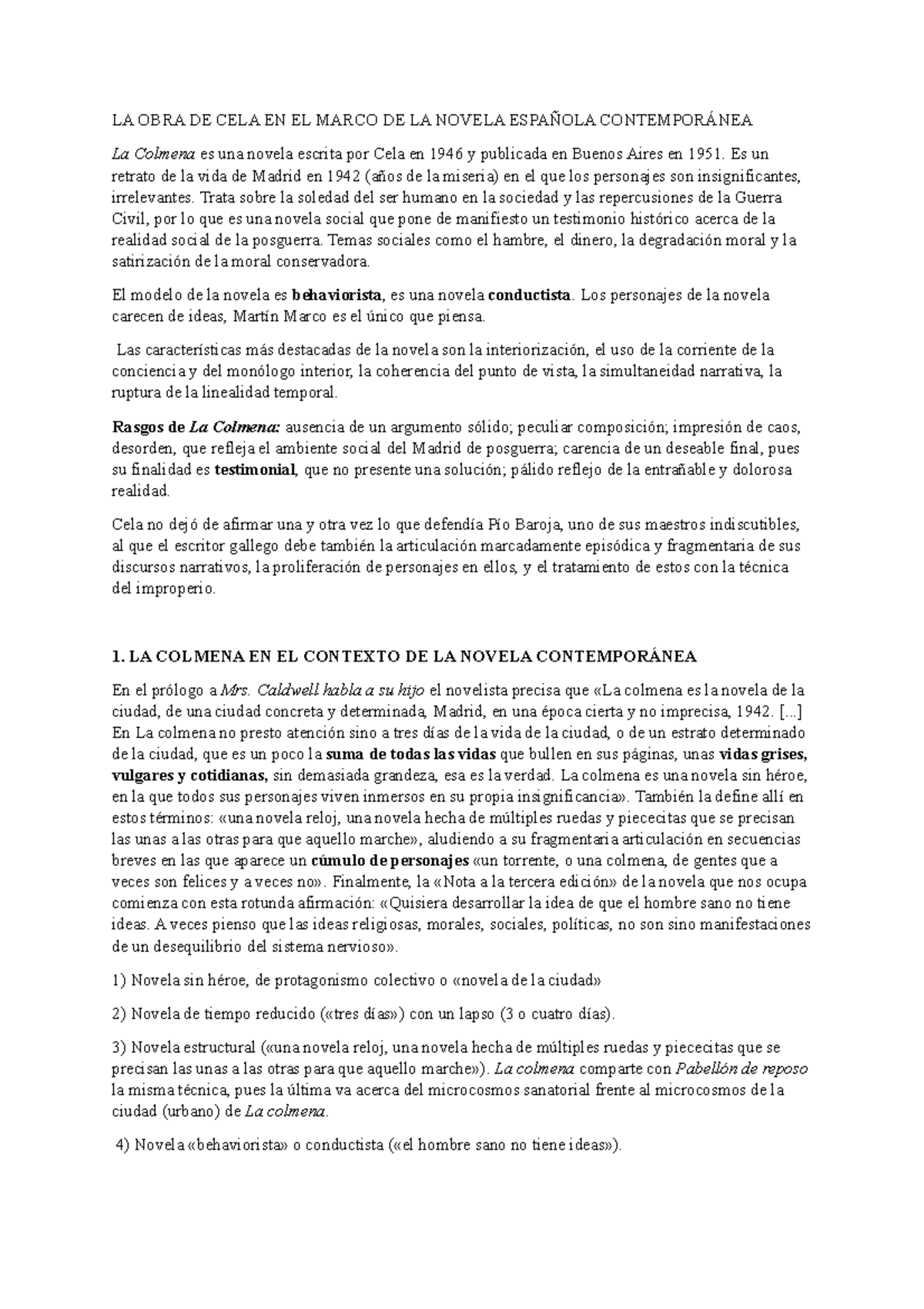 2 La Colmena Literatura Espanola Contemporanea I 28036 Unizar Studocu