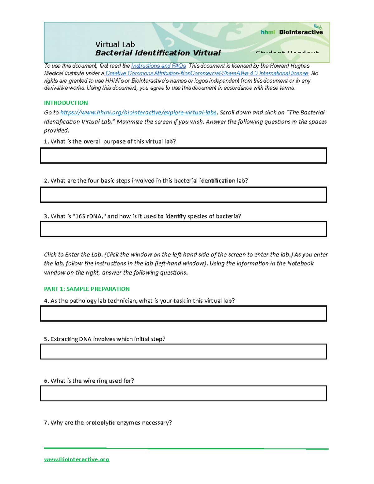Lab 5 Bacteria Identification Virtual Lab Bacterial Identification Virtual Student Handout