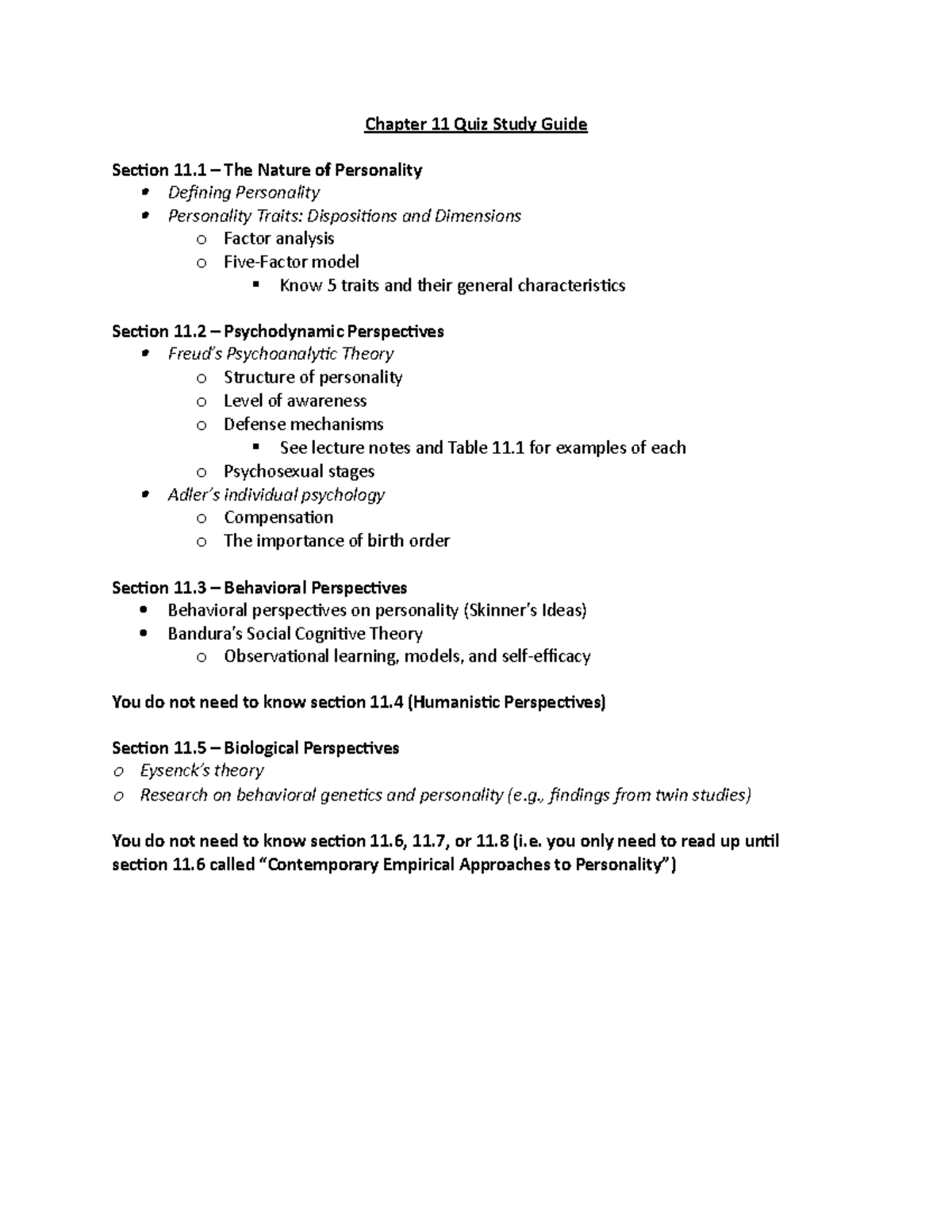 Chapter 11 Quiz Study Guide - Chapter 11 Quiz Study Guide Section 11 ...