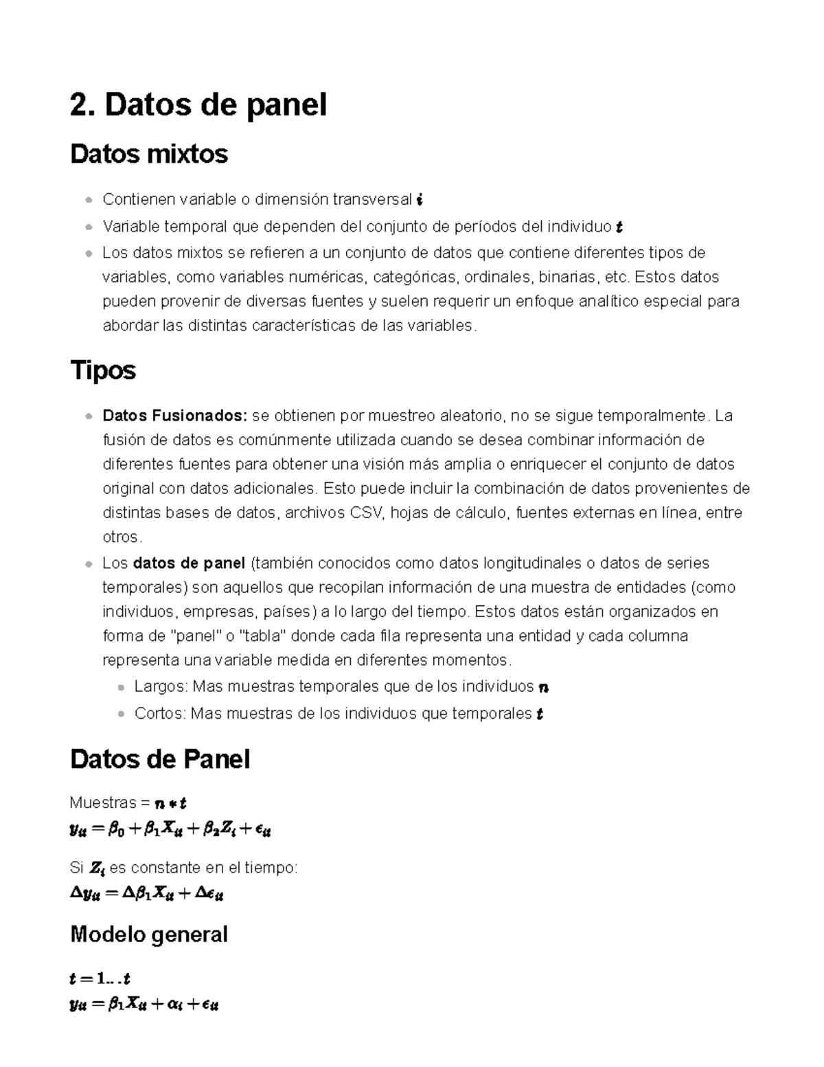 2. Datos de panel - Resumen Econometría (ADE) - 2. Datos de panel Datos ...