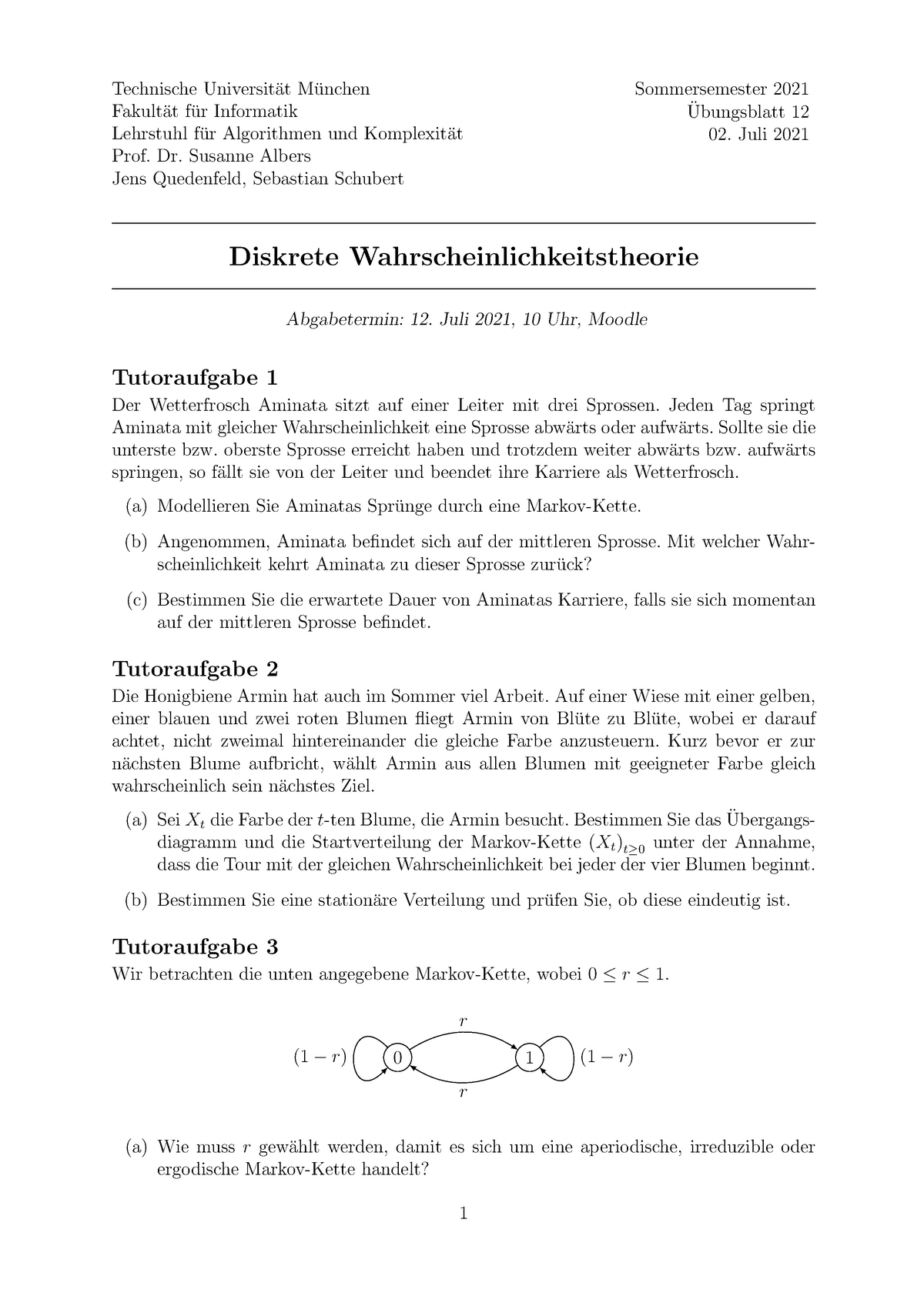 Blatt 12 - Aufgabenstellungen - Technische Universit ̈at Munchen ̈ ...