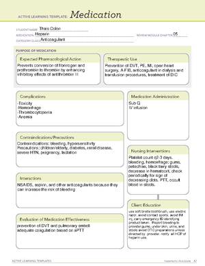 Hemodialysis - ATI - ACTIVE LEARNING TEMPLATES TherapeuTic procedure A ...