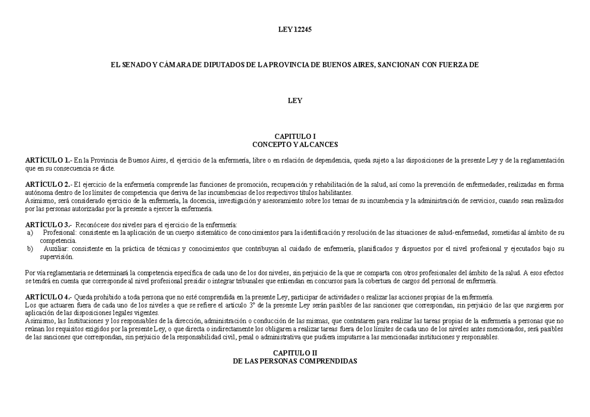 LEY 12245 - LEY 12245 EL SENADO Y CÁMARA DE DIPUTADOS DE LA PROVINCIA ...