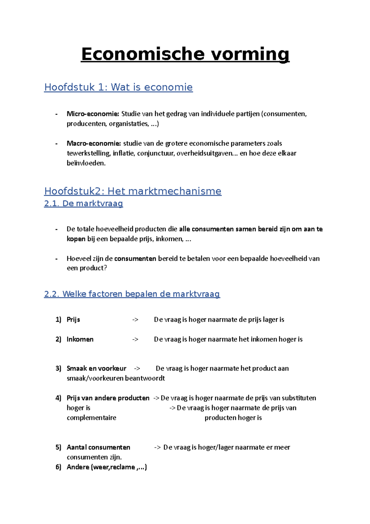 Economische-vorming-samenvatting - Economische Vorming Hoofdstuk 1: Wat ...