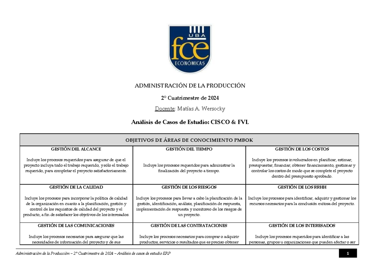 15b Análisis de Casos de Estudio ERP - Cisco & FVL - ADMINISTRACIÓN DE ...