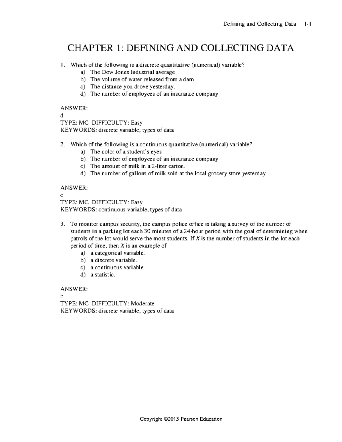 Chap1 - Ibf301 - Defining And Collecting Data 1- CHAPTER 1: DEFINING ...