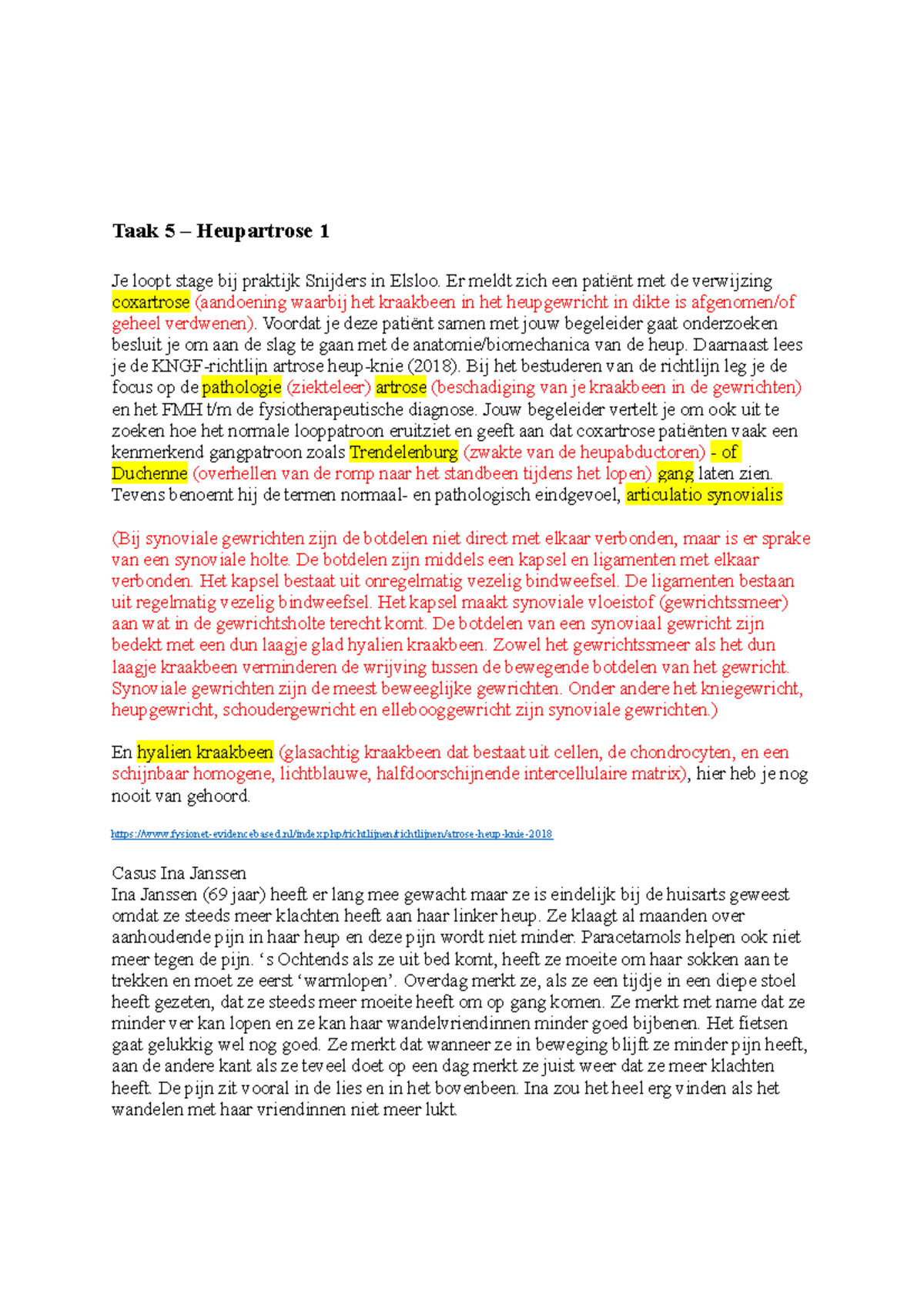 Taak 05 Heupartrose 1 - Def (003) - Taak 5 – Heupartrose 1 Je Loopt ...