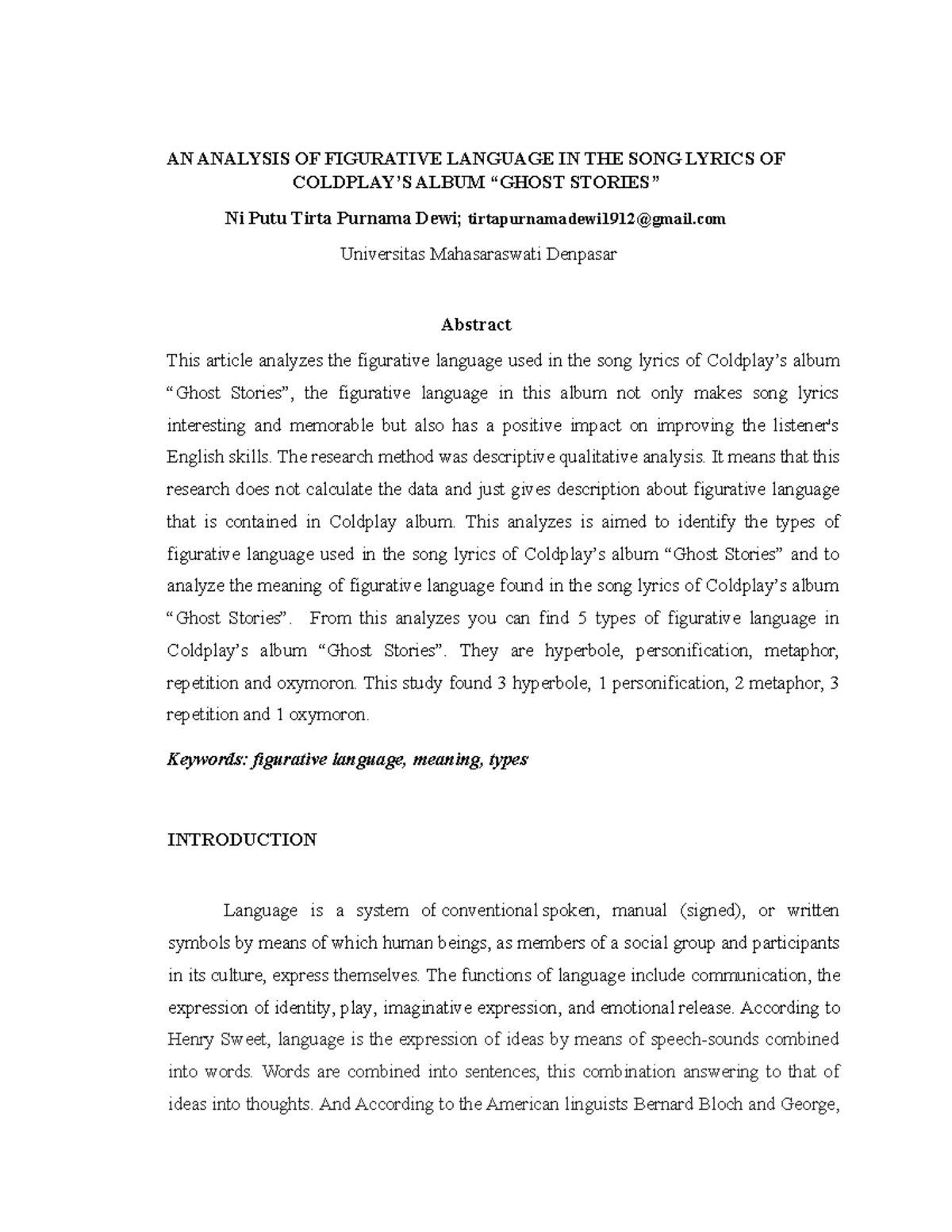 Article Figurative Tirta 0771 AN ANALYSIS OF FIGURATIVE LANGUAGE IN