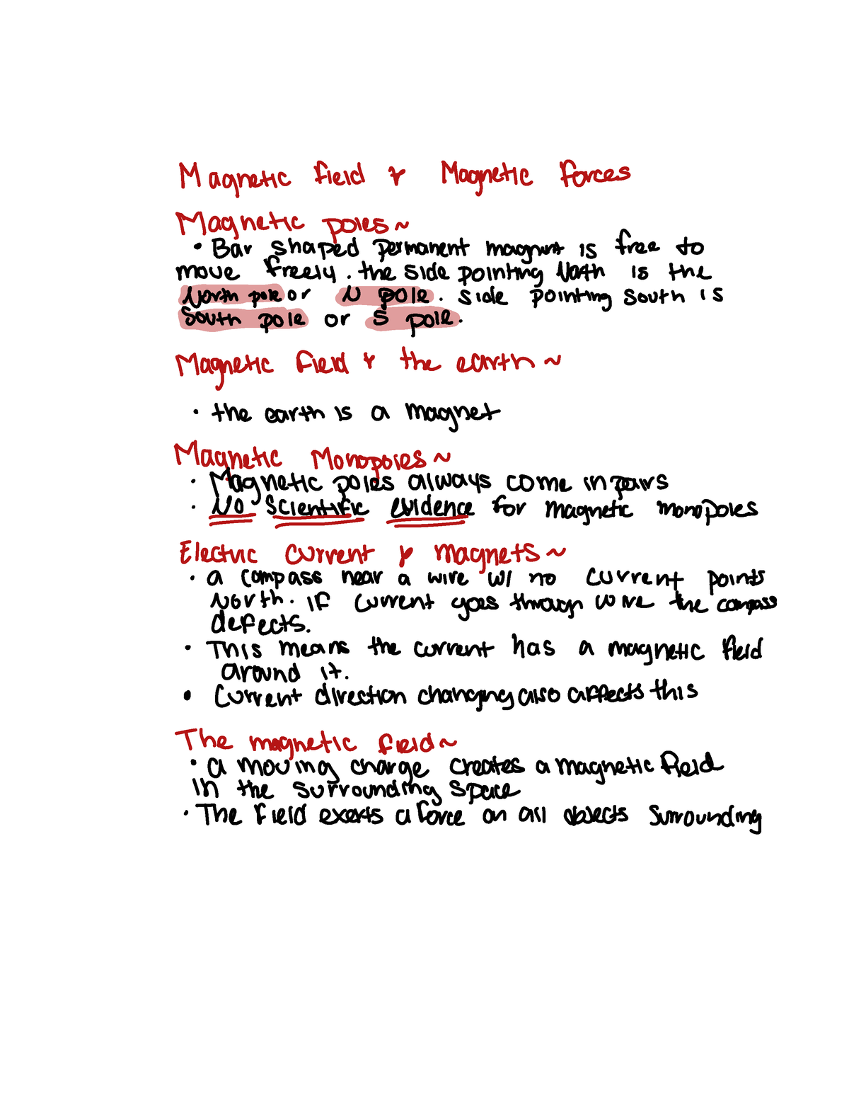 Physics II- Chapter 27 - Magnetic Field A Magnetic Forces Magnetic ...