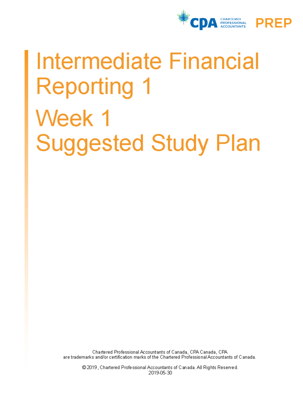 PrepIF1W01 Study plan for IFR1 CPA Chartered Professional
