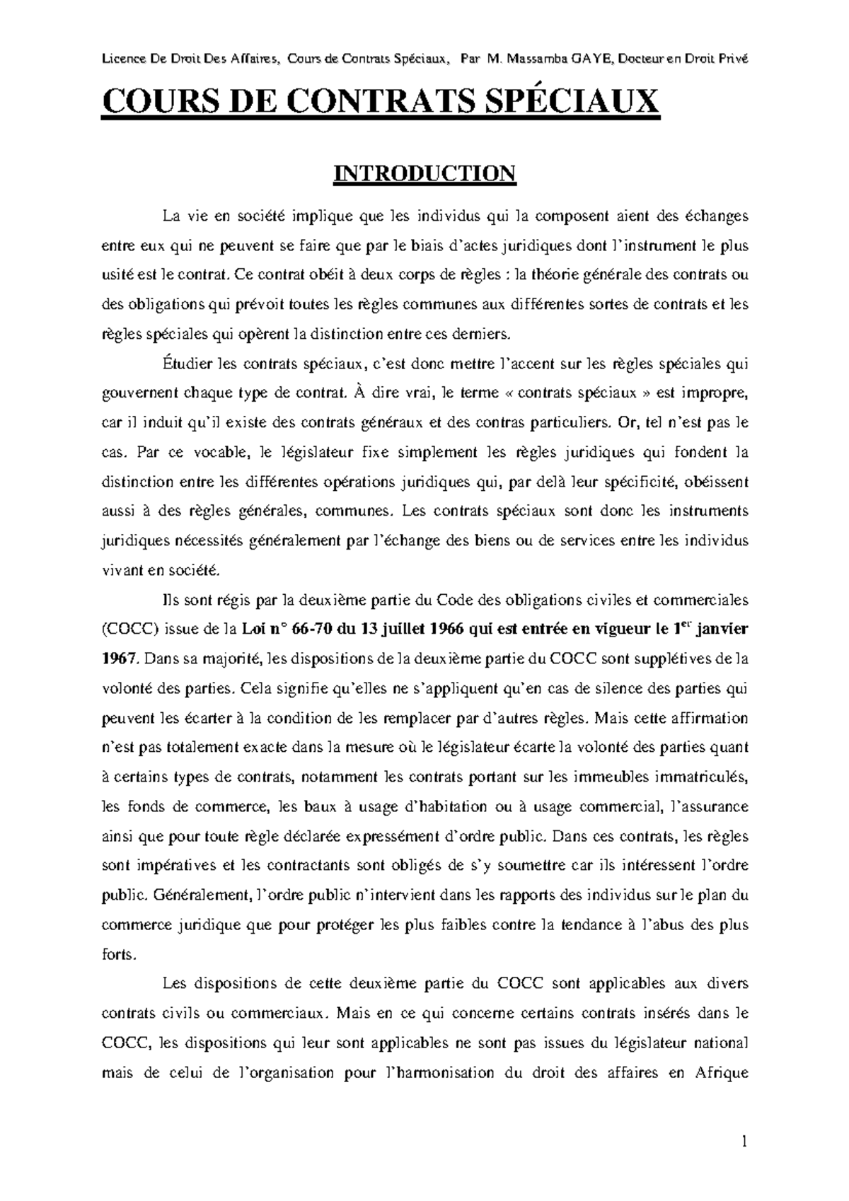 CM Contrats Spéciaux L i c e n c e D e D r o i t D e s A f f a i r e