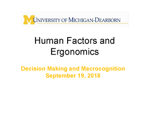 Hierarchical Task Analysis - IMSE-HCDE 501: Human Factors Engineering ...