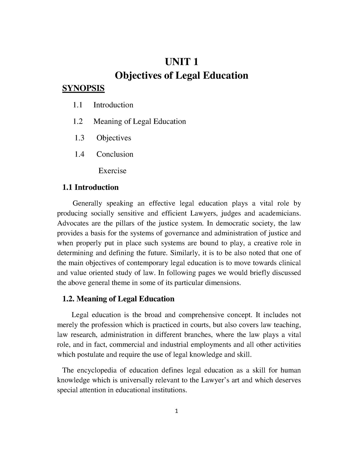 objectives of legal education