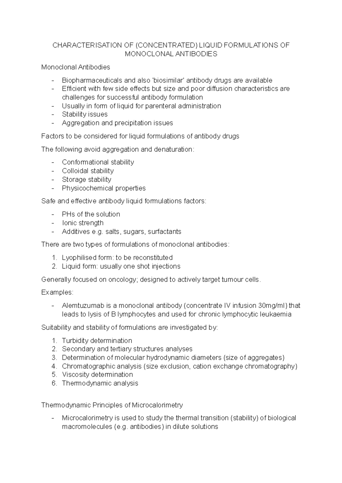 Characterisation OF CONC Liquid FORM OF MAB CHARACTERISATION OF