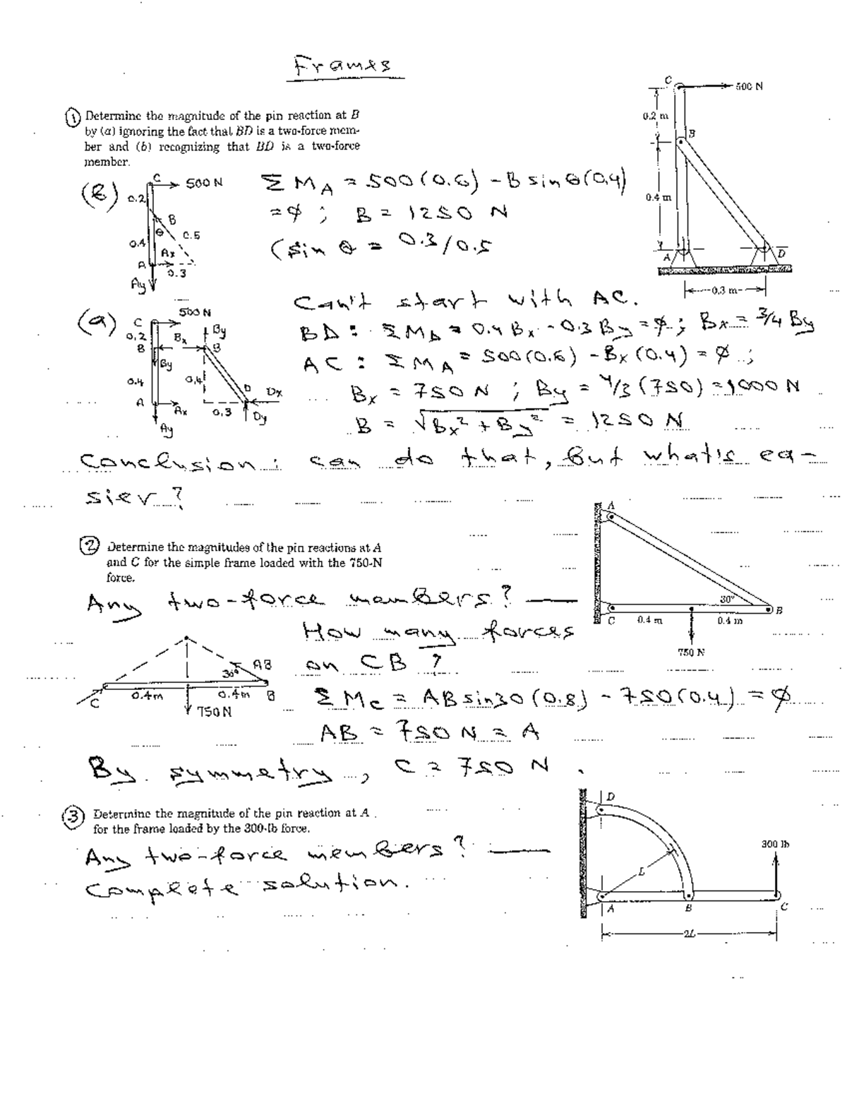 Frames and machines problemsolutions - Statics and Dynamics - Studocu