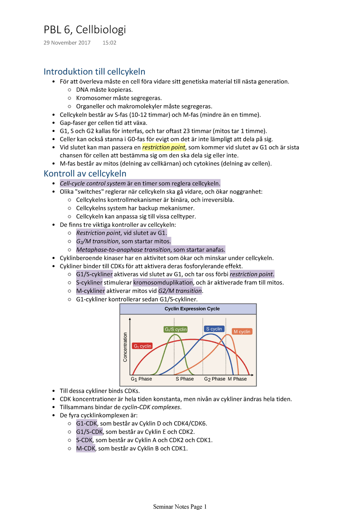 Cellbiologi: PBL 6 - PBL 6, Cellbiologi 29 November 2017 15:02 ...