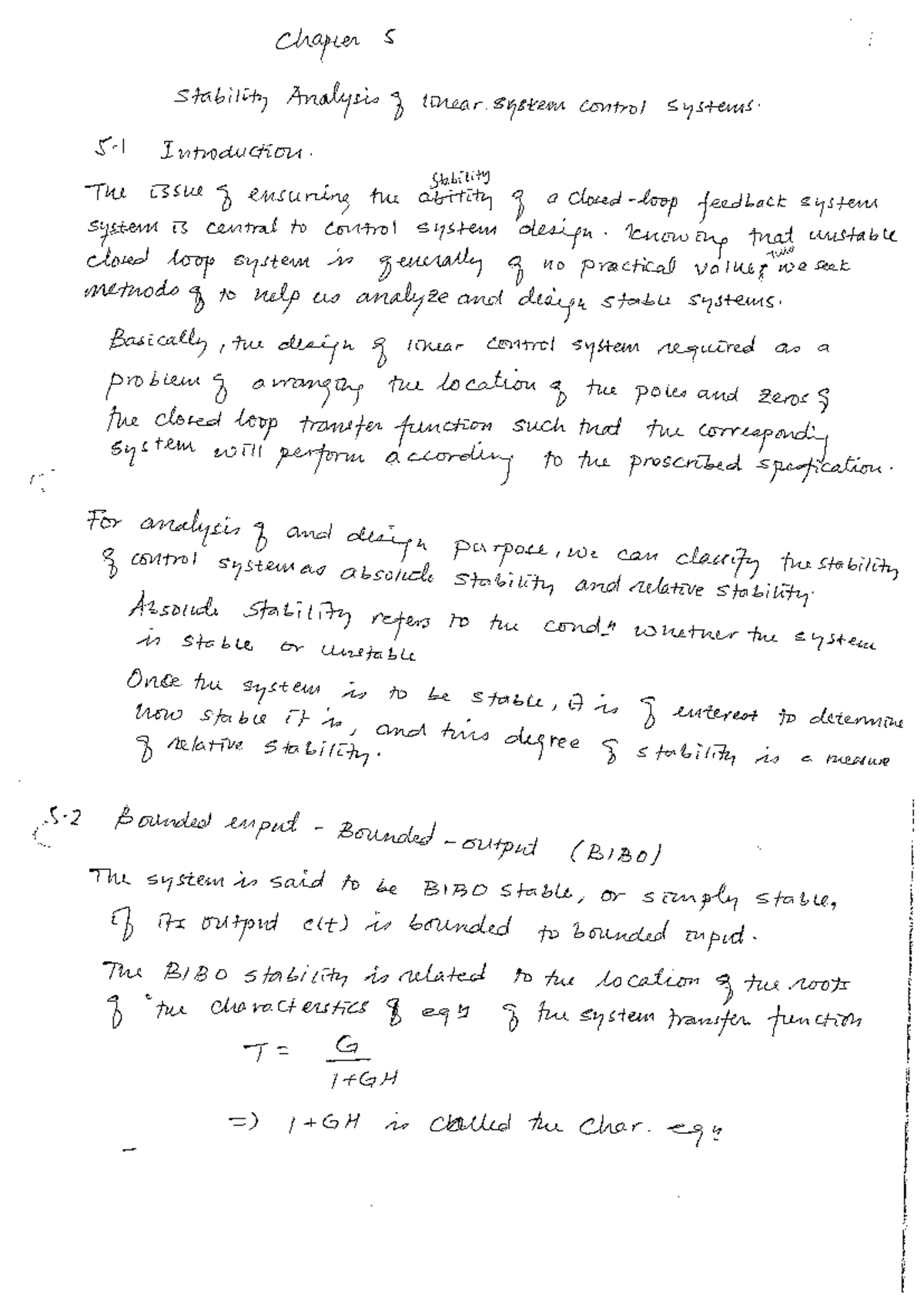 Chapter 5 Stability Anaysis of Linear control System Electrical engineering Studocu