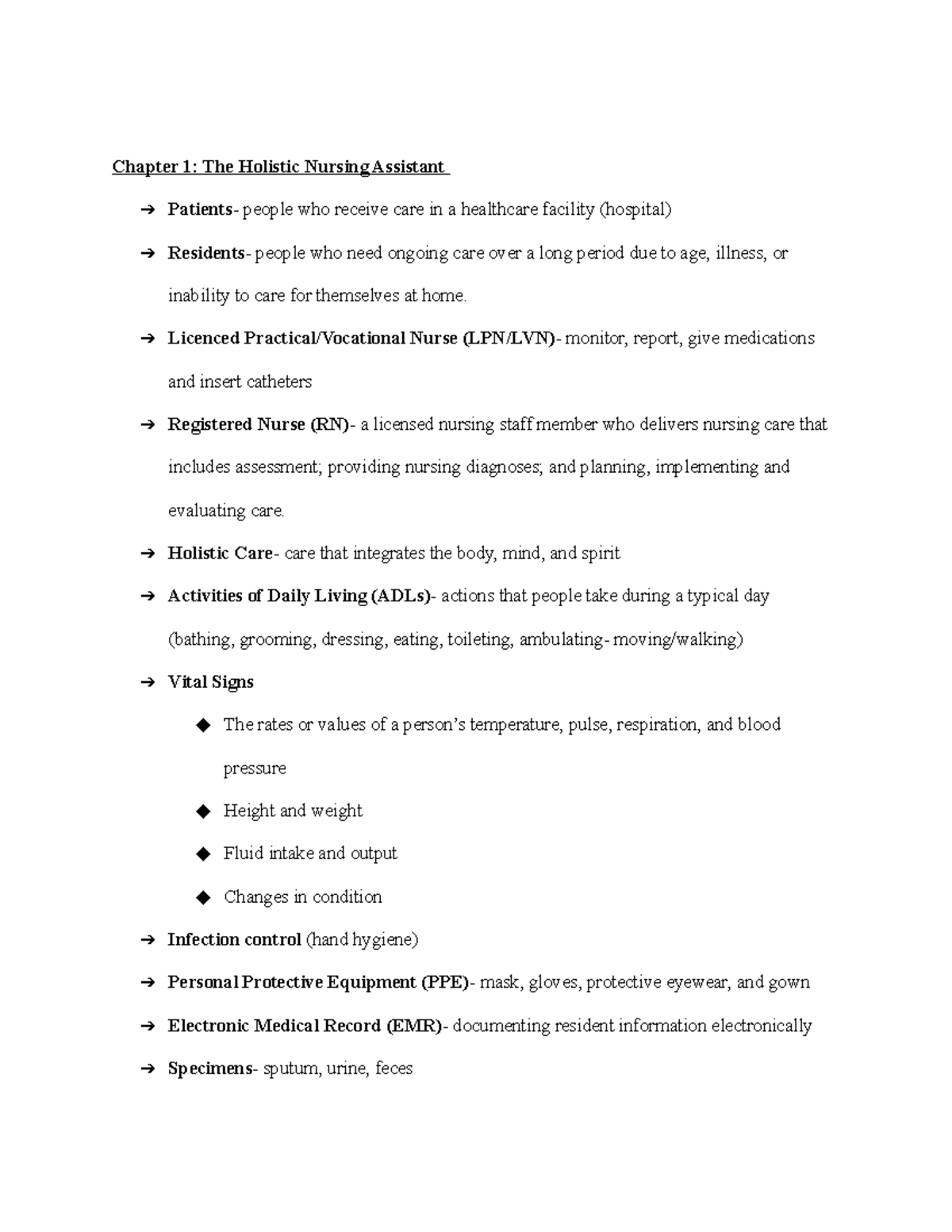 CNA Notes - Summaries and bullet points of every chapter in The Nursing ...