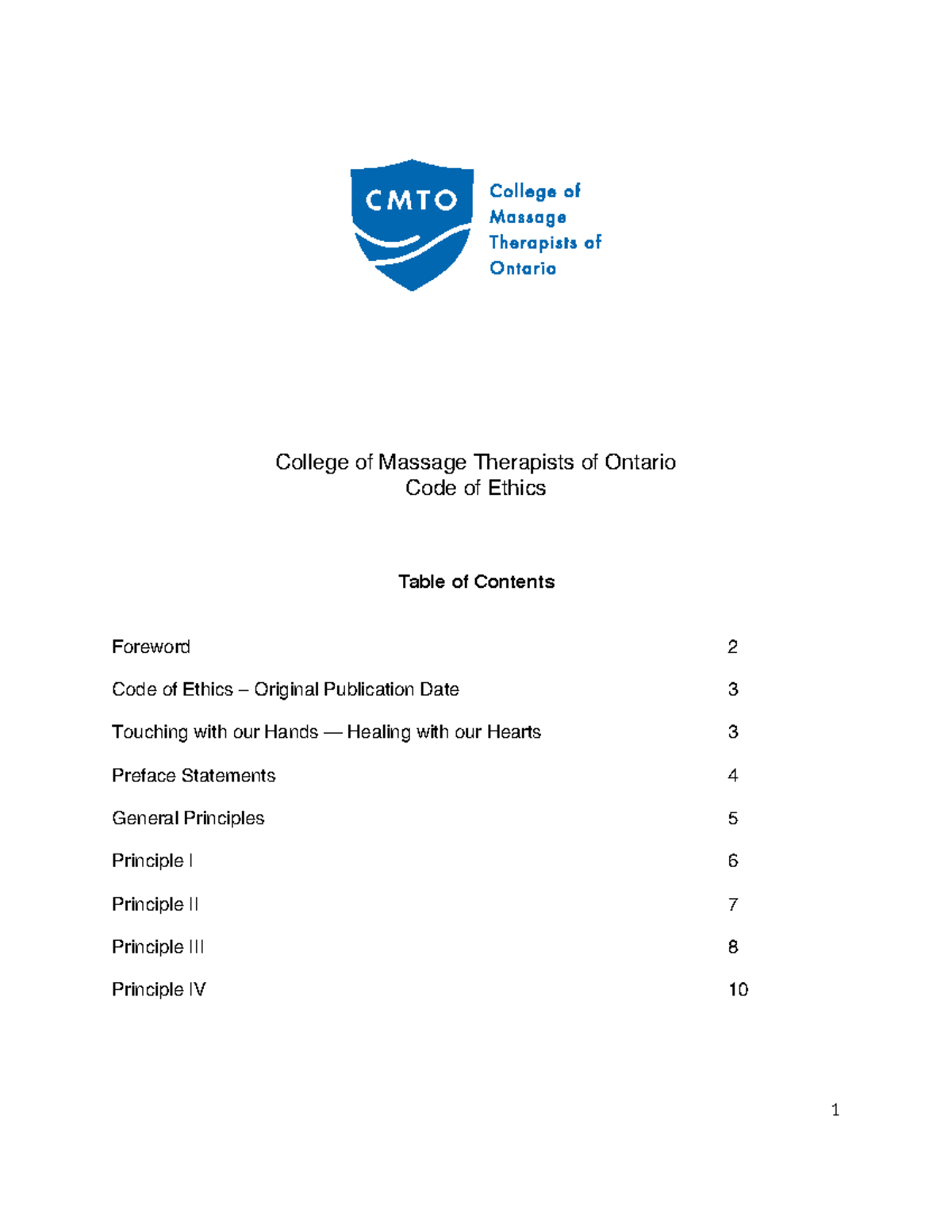 HR101 - Day 7 - CMTO - Code of Ethics - College of Massage Therapists ...
