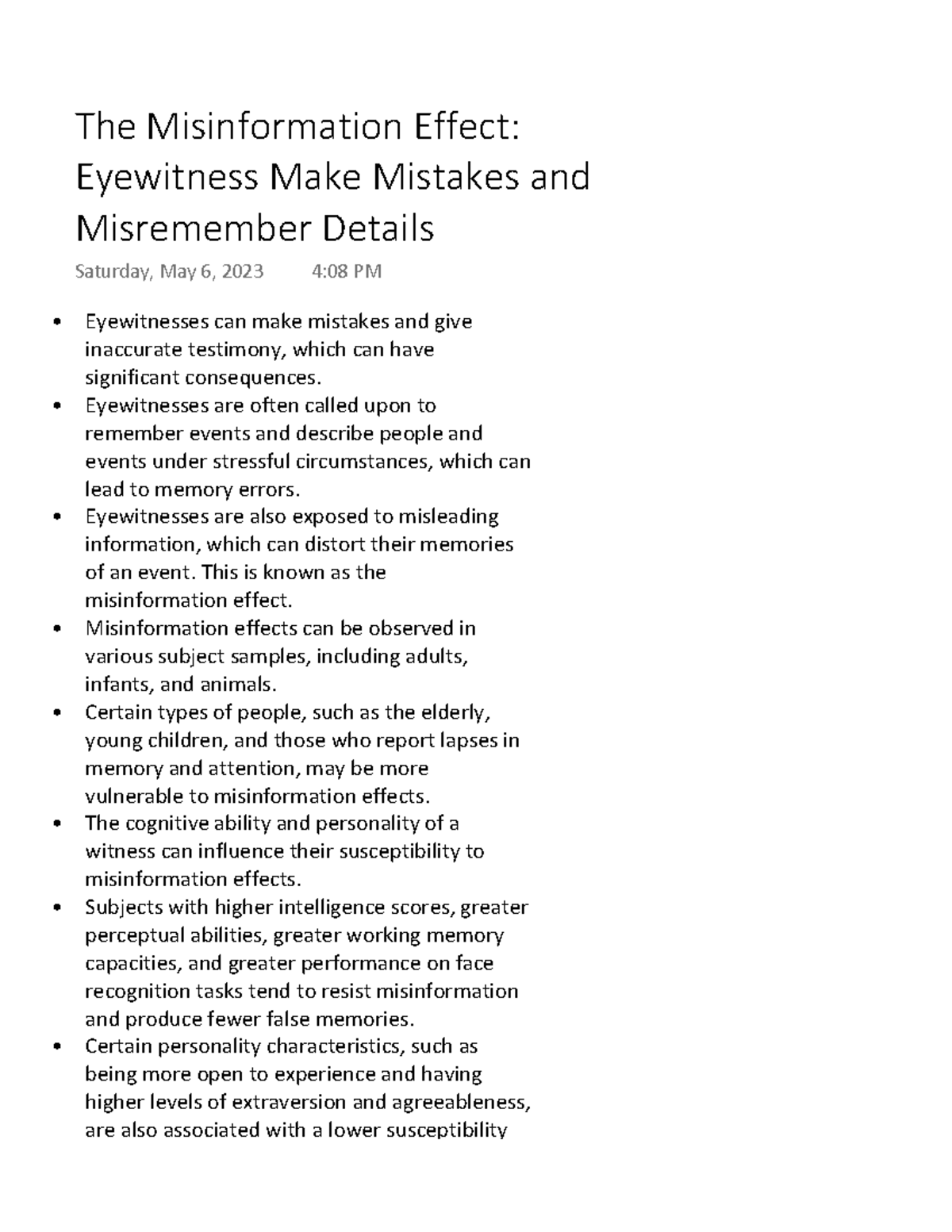 The Misinformation Effect Eyewitness Make Mistakes and Misremember ...