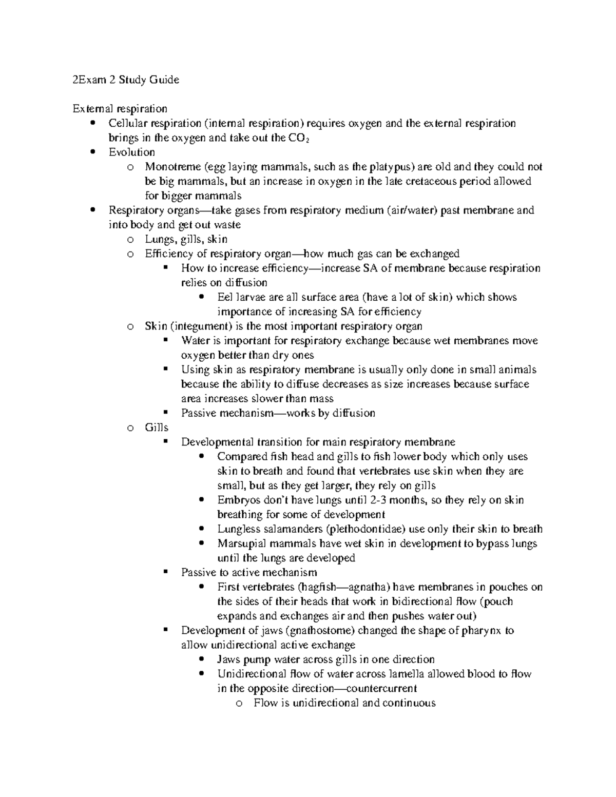 Exam 2 Study Guide - 2Exam 2 Study Guide External respiration Cellular ...