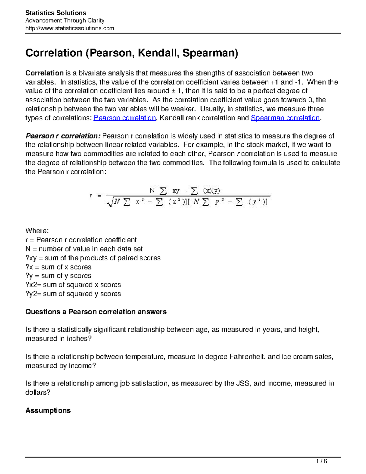 Correlation pearson Kendall spearman - differenze teoriche ...