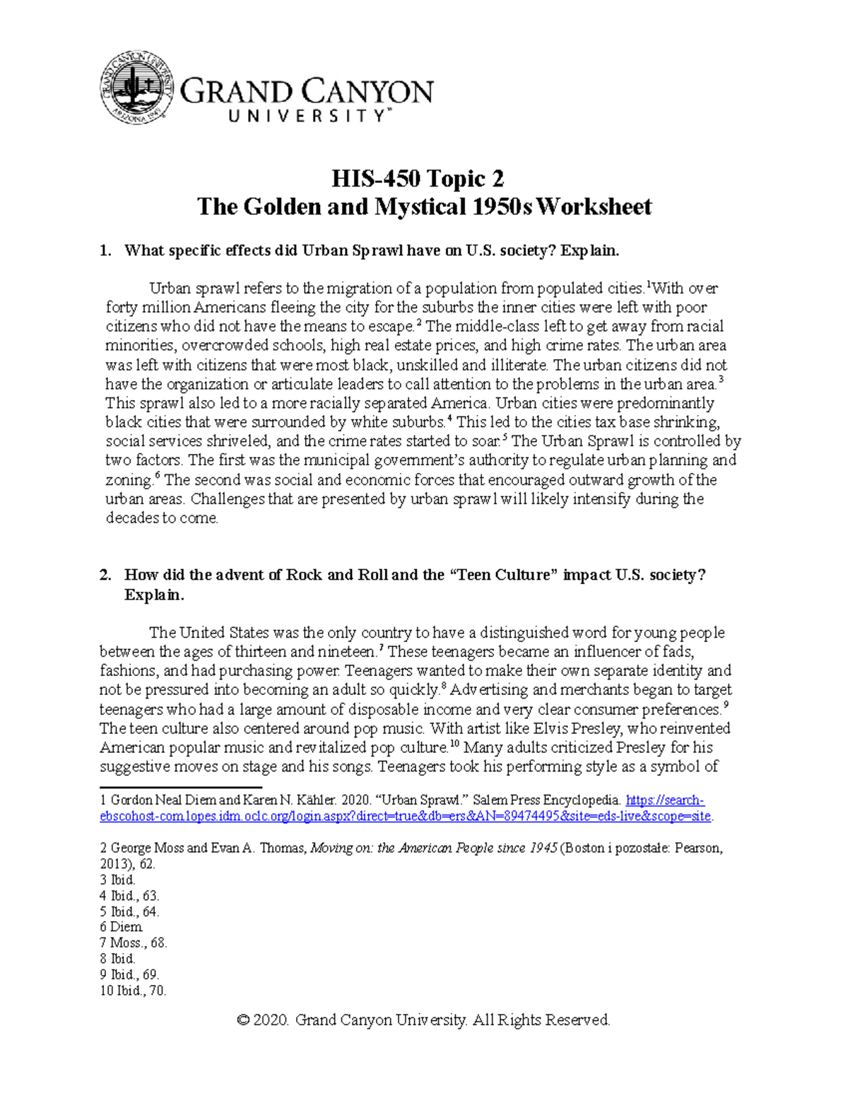 Reed-HIS-450 Topic 2 The Golden and Mystical 1950s Worksheet - HIS-450 ...